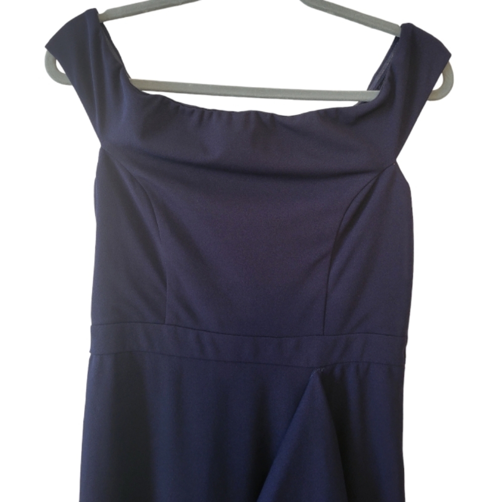 Lulu's Navy Off-Shoulder Ruffle Gown - Picture 3 of 6
